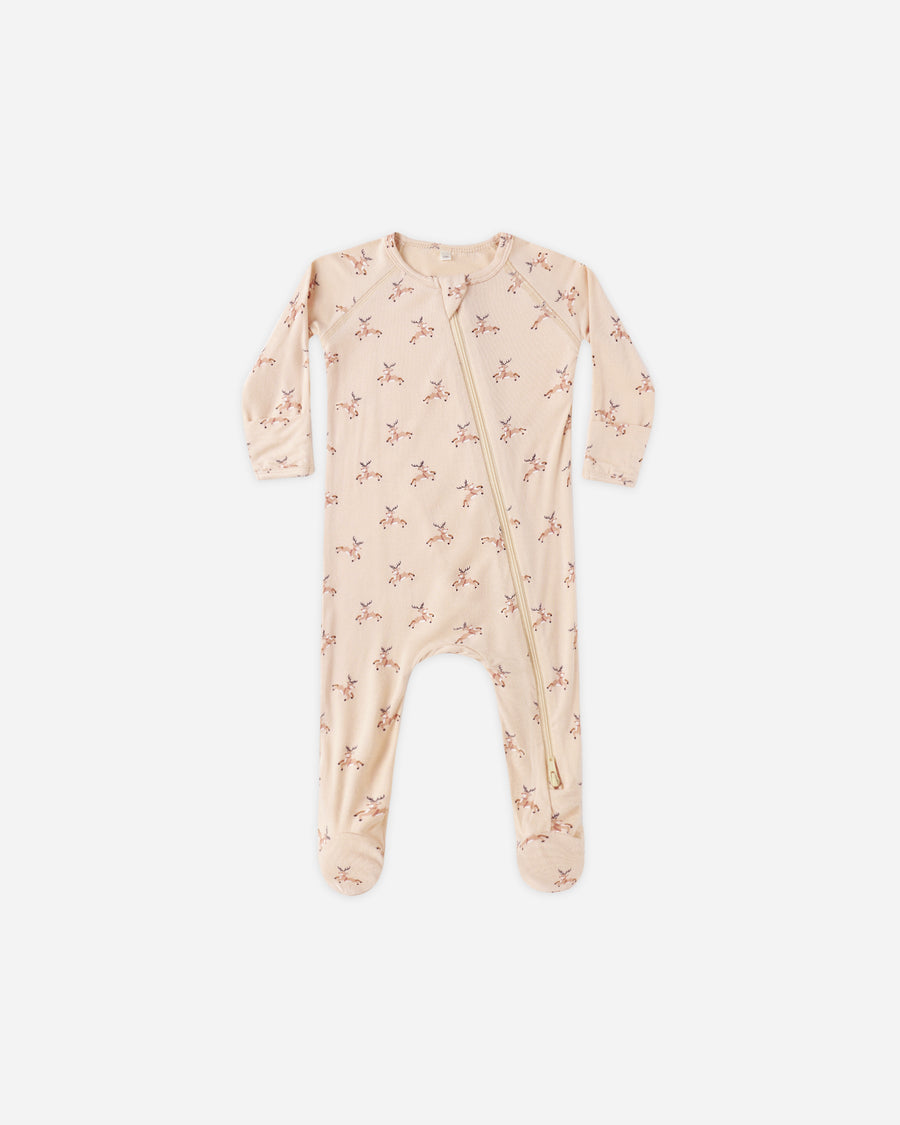 Bamboo Zip Footie - Reindeer