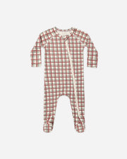 Bamboo Footie - Redwood Check
