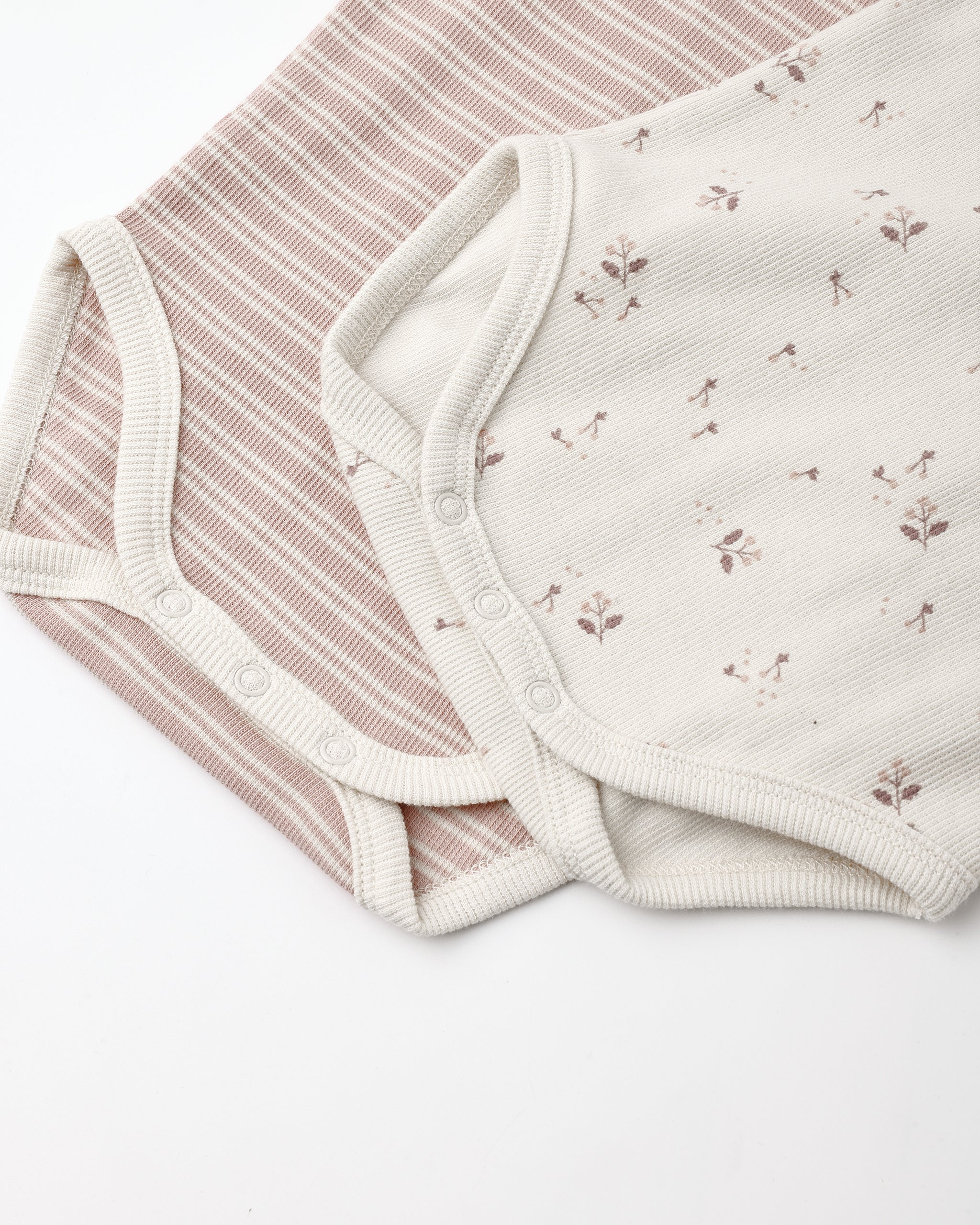 Ribbed Bodysuit (Set of 2) - Dusty Rose Microstripe, Fall Ditsy