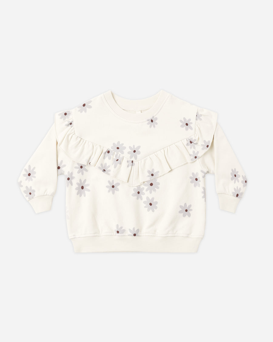Ruffle Fleece Sweatshirt - Blue Daisy