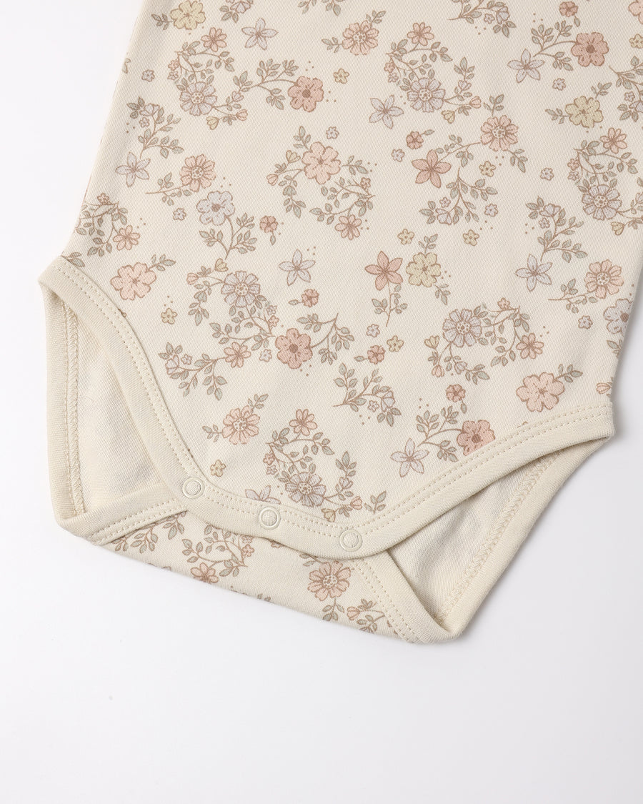 Jersey Bodysuit (Set of 2) - Floral Vine, Dusty Rose