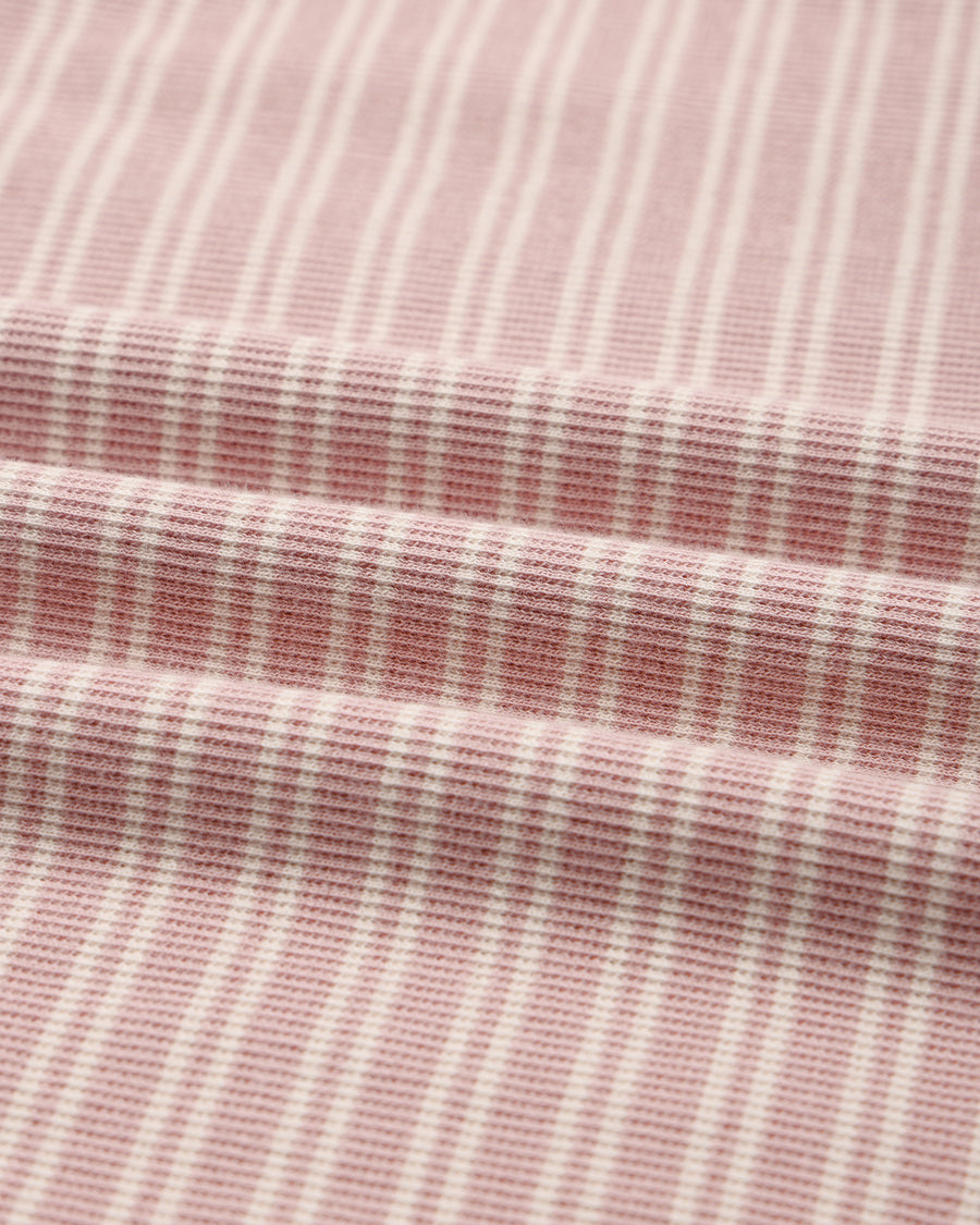Knotted Baby Gown + Hat Set - Rose Microstripe