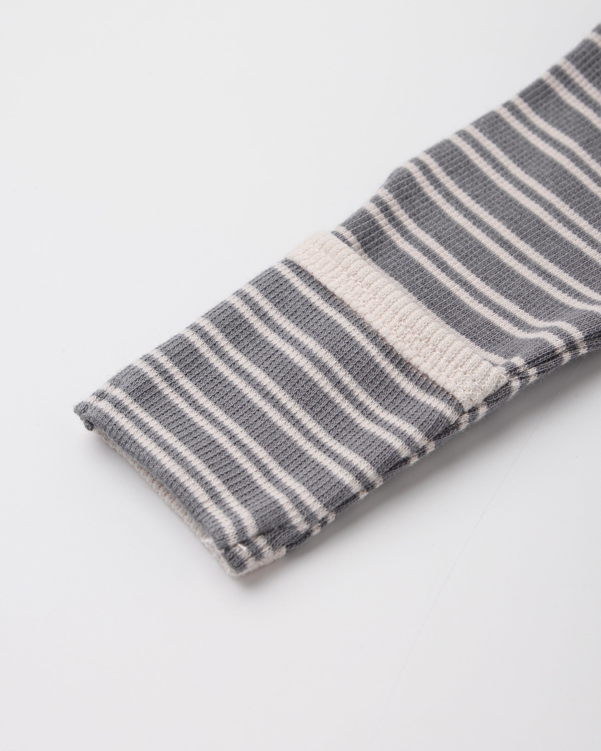 Knotted Baby Gown + Hat Set - Slate Microstripe