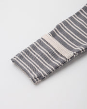 Knotted Baby Gown + Hat Set - Slate Microstripe