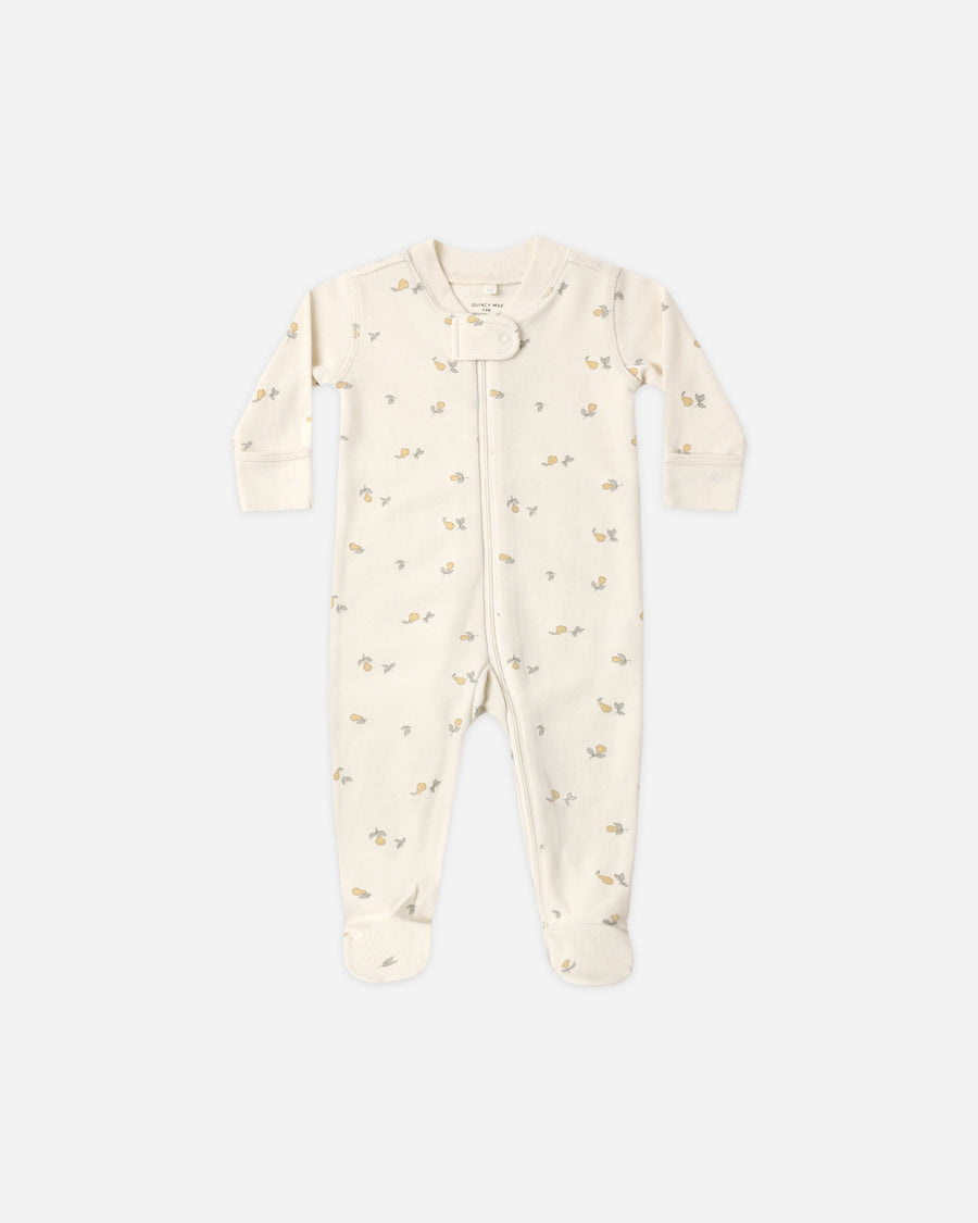 Zipped Long Sleeve Footie - Pears