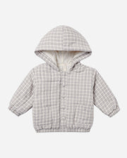 Woven Hooded Jacket - Blue Gingham