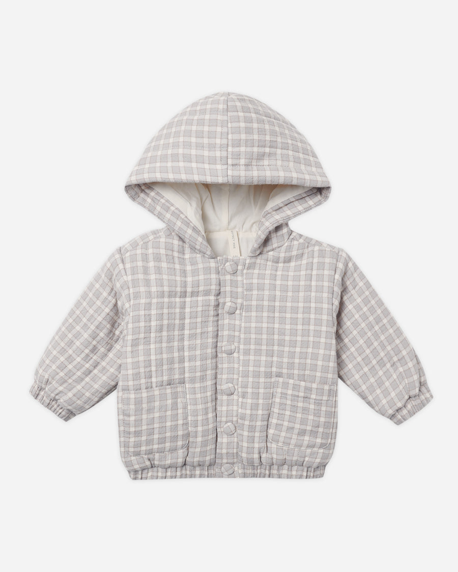Woven Hooded Jacket - Blue Gingham