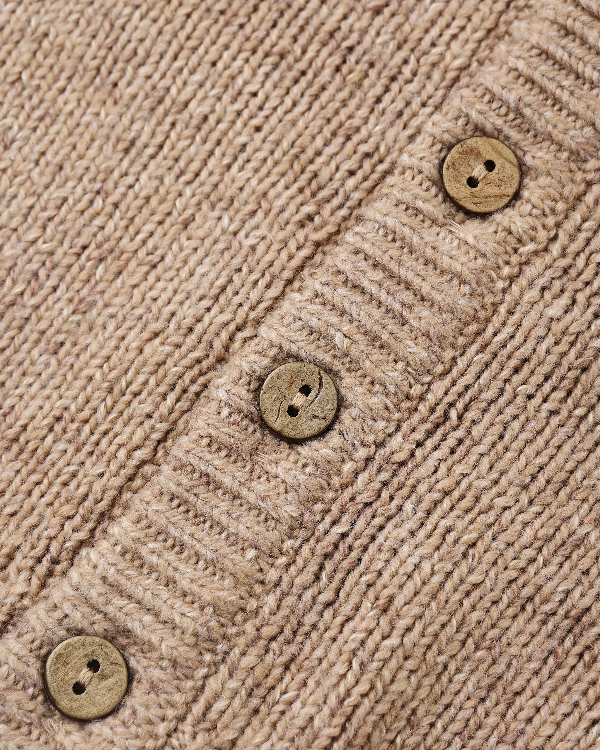 Ruffle Collar Cardigan - Heathered Almond