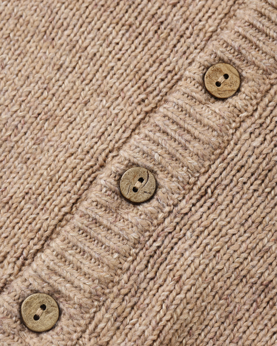 Ruffle Collar Cardigan - Heathered Almond