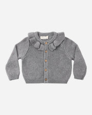 Ruffle Collar Cardigan - Heathered Slate