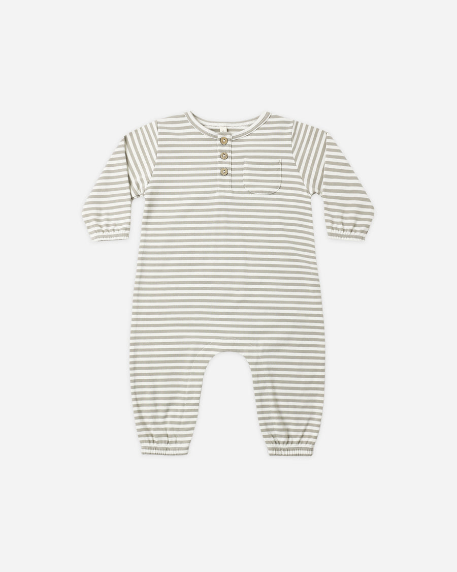 Long Sleeve Pocket Jumpsuit - Laurel Stripe