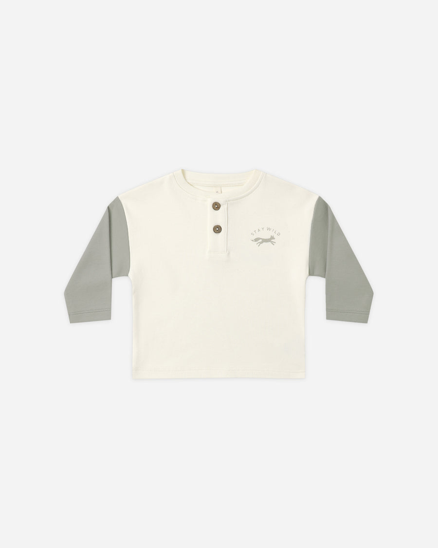 Long Sleeve Henley Tee - Laurel