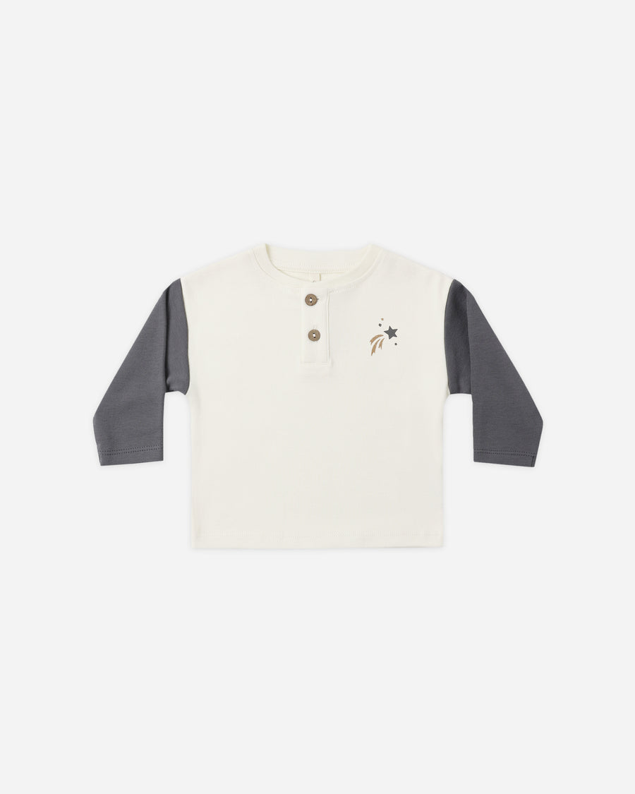 Long Sleeve Henley Tee - Midnight