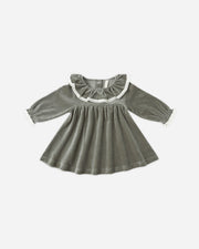 Velour Baby Dress -Forest