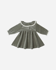 Velour Baby Dress -Forest