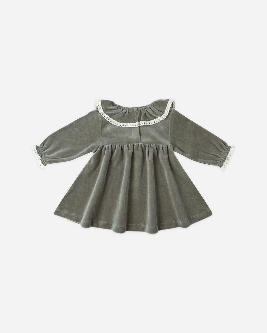 Velour Baby Dress -Forest