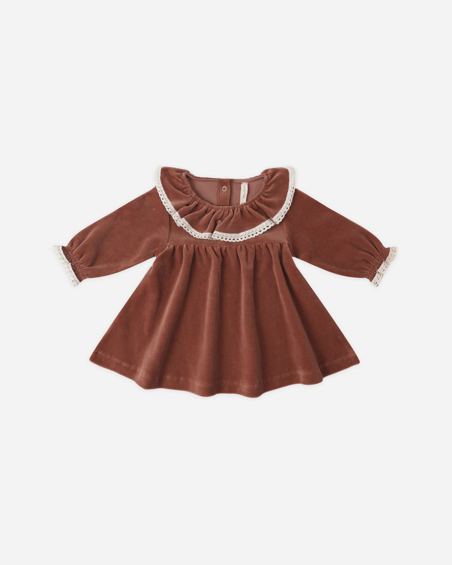 Velour Baby Dress -Cranberry