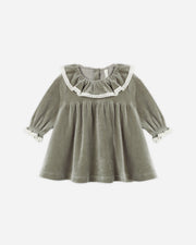 Velour Baby Dress - Spruce