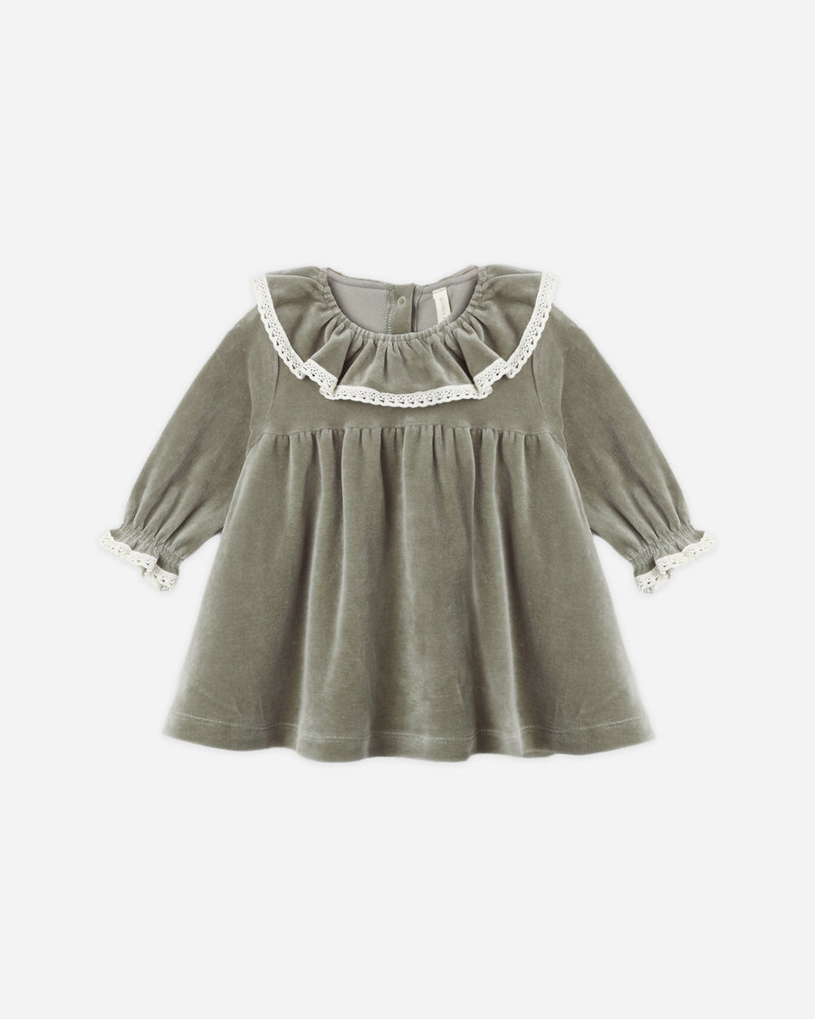 Velour Baby Dress - Spruce