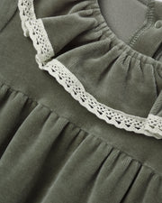 Velour Baby Dress - Spruce