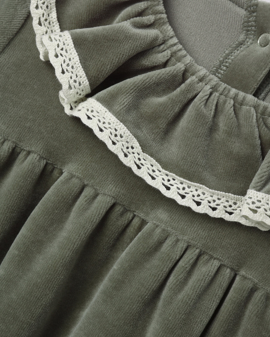 Velour Baby Dress - Spruce