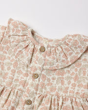 Ruffle Collar Button Dress - Pink Blossom