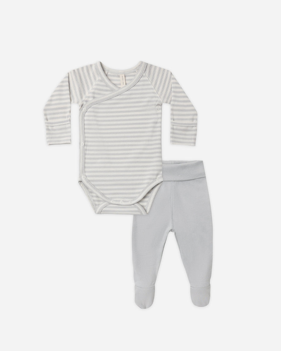 Side Snap Bodysuit and Pant Set - Cloud Stripe