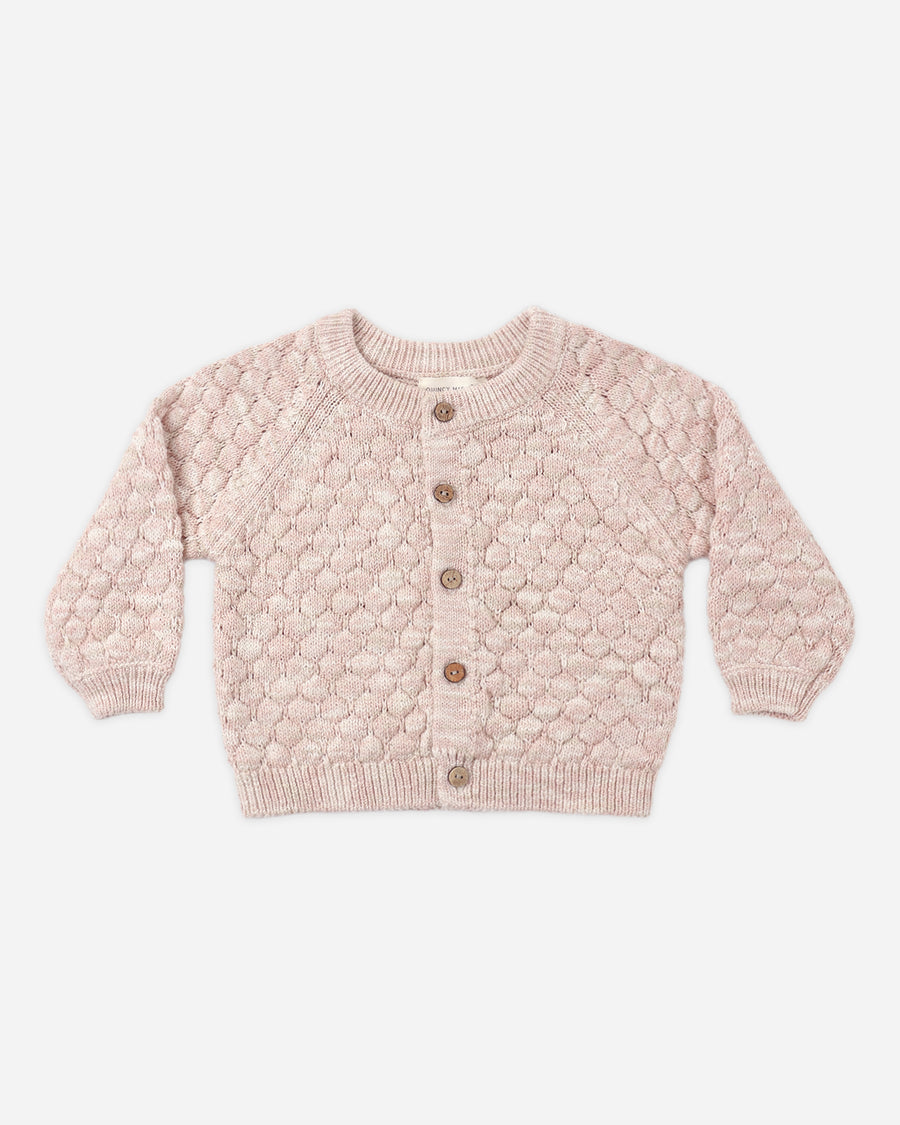 Bubble Knit Cardigan - Dusty Rose Speckle