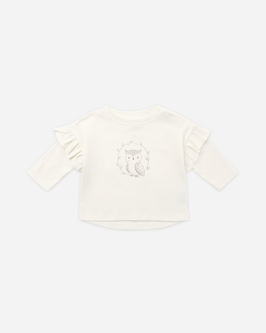 Ruffle Long Sleeve Tee - Baby Owl