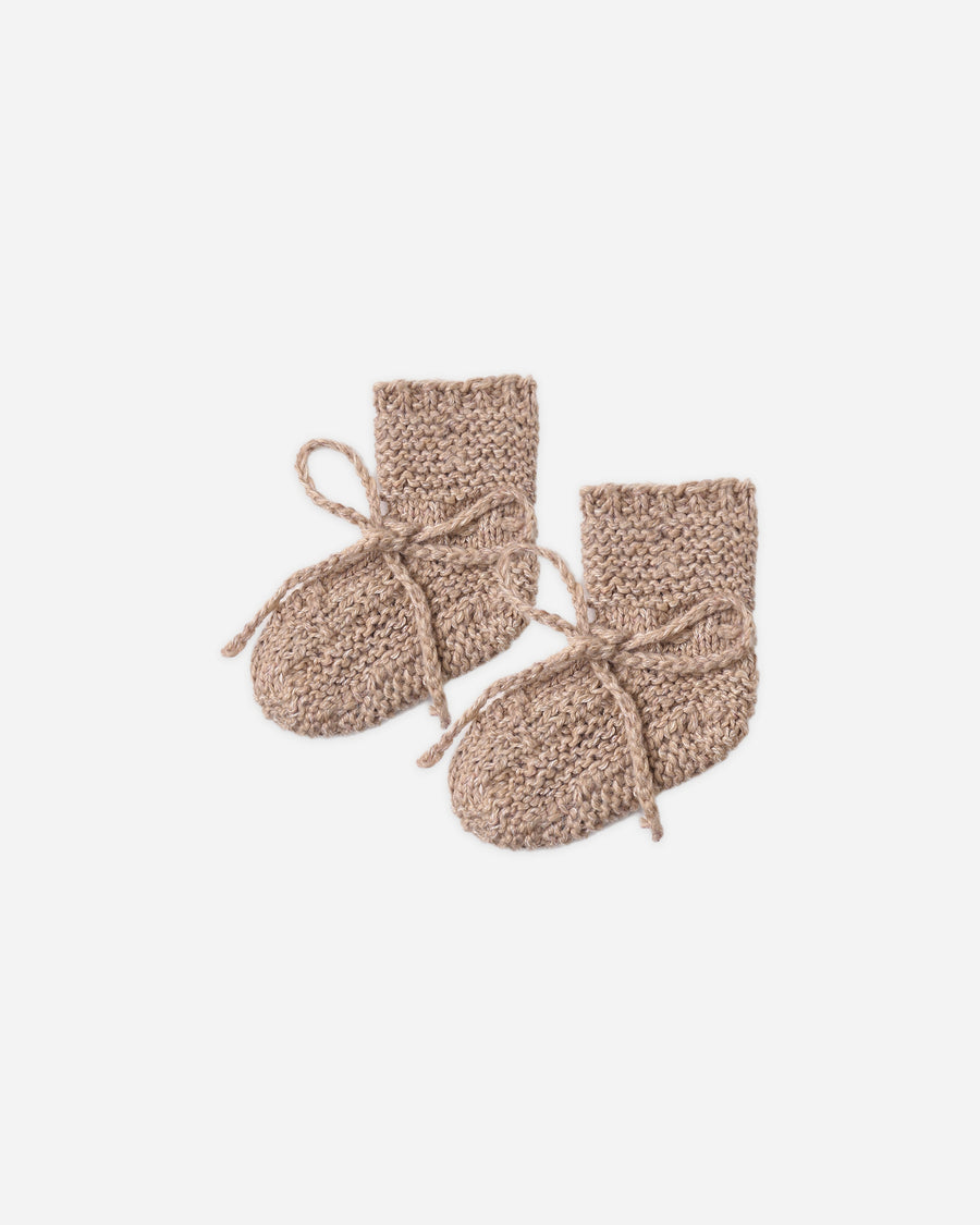 Knit Booties - Heathered Almond