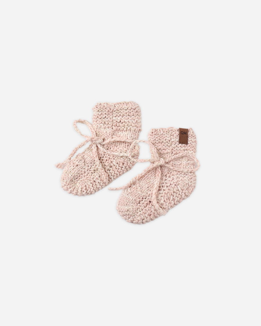 Knit Booties - Dusty Rose Speckle