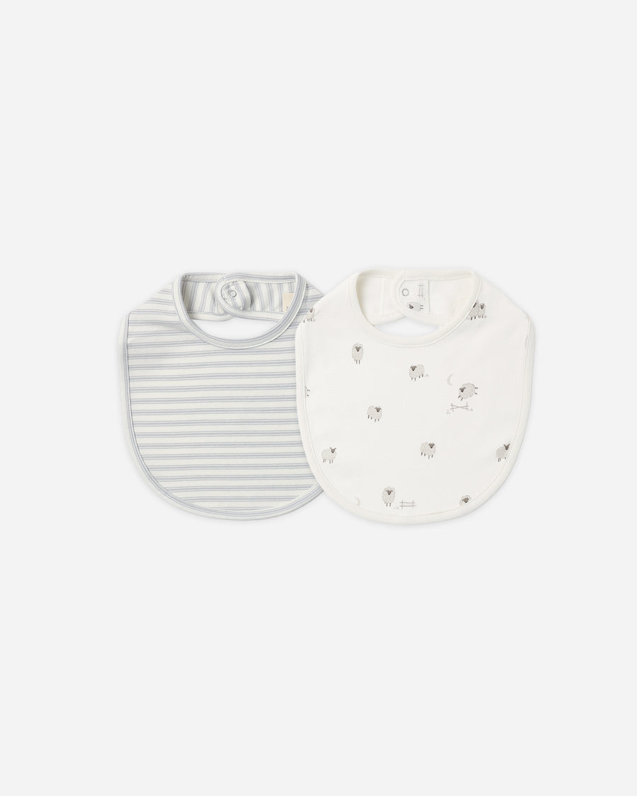 Jersey Snap Bib Pack - Sheep, Cloud Stripe