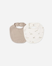 Jersey Snap Bib Pack - Bunnies, Almond Stripe