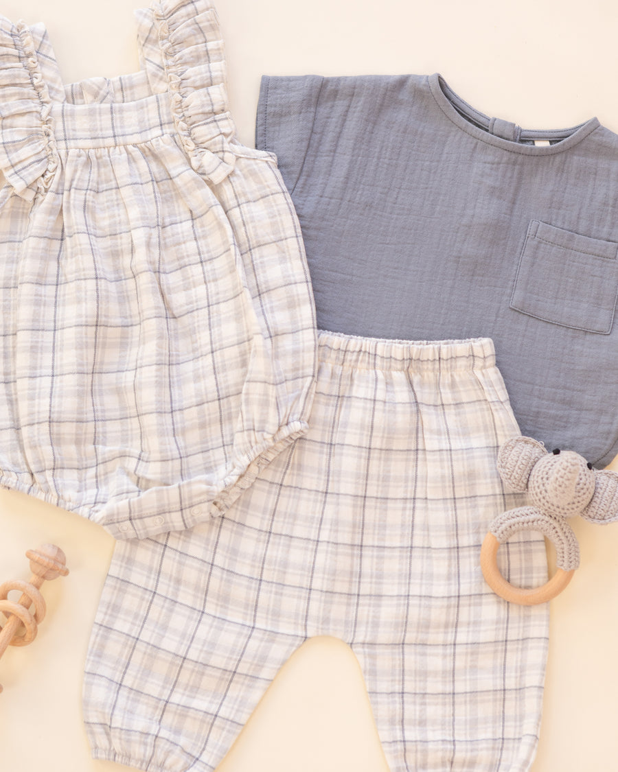 Maya Romper - Blue Plaid