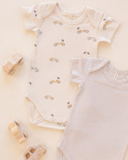 Short Sleeve Bodysuit Pack - Race Car and Oat Micro Stripe