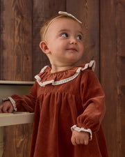 Velour Baby Dress - Redwood