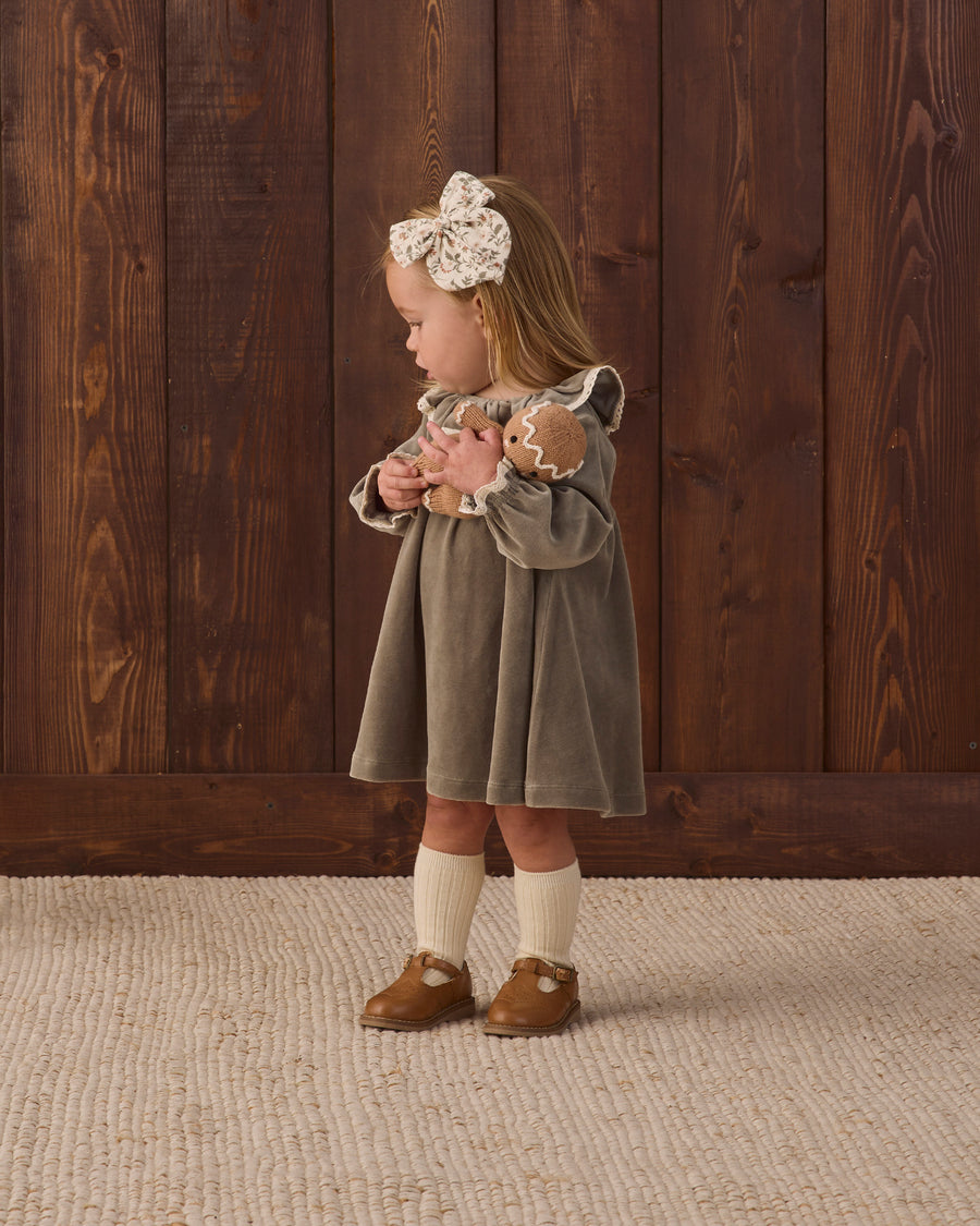 Velour Baby Dress - Spruce