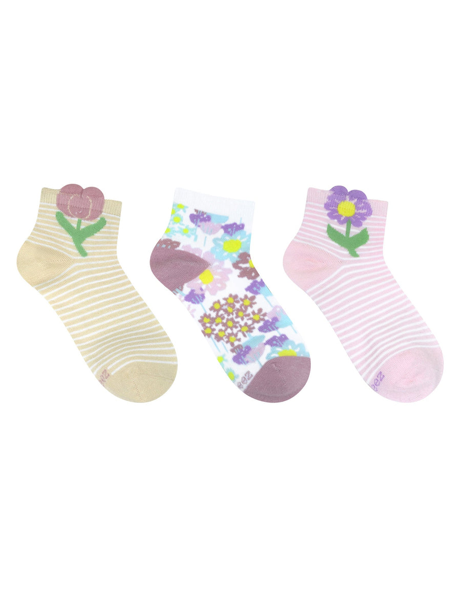3-Pack Quarter Socks- My Little Garden