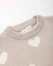 Heart Knit Sweater - Oat