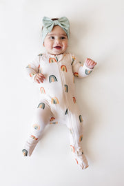 Bamboo Zippered Footie - Retro Rainbow