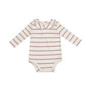 Peter Pan Collar Bodysuit - Ribbed Misty Rose Stripe