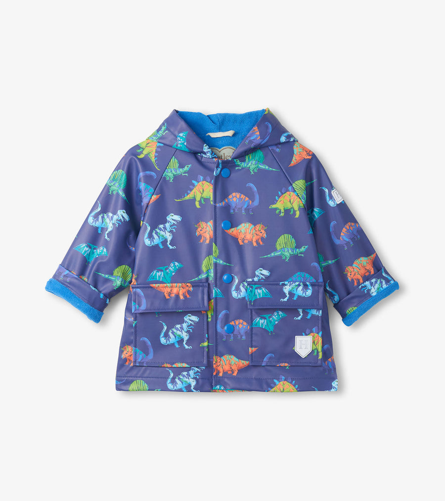 Toddler Button Up Rain Jacket - Dino Party