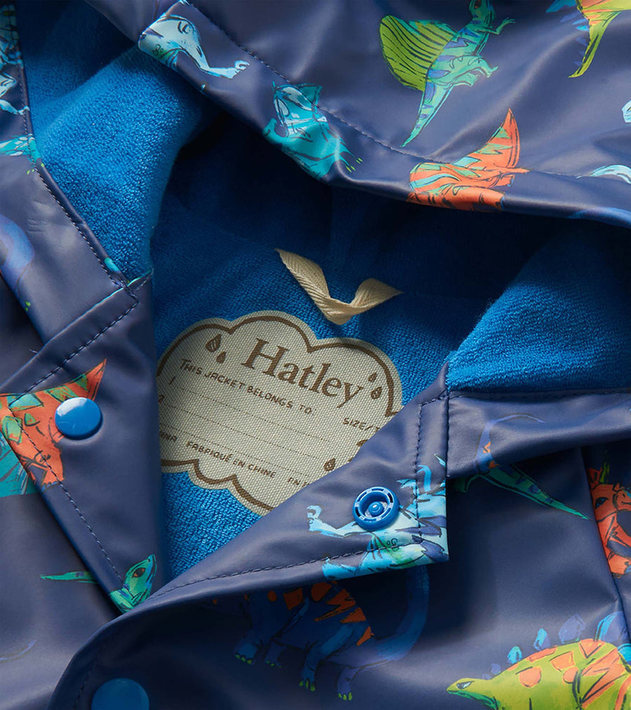 Toddler Button Up Rain Jacket - Dino Party