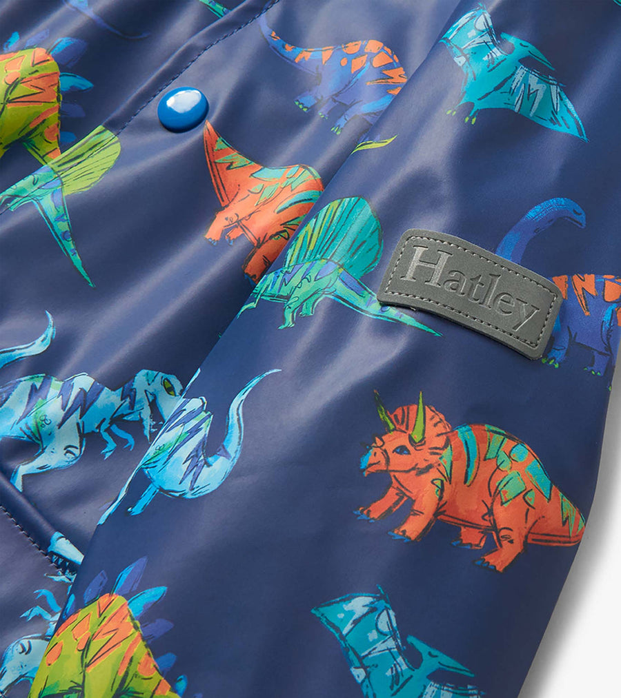 Toddler Button Up Rain Jacket - Dino Party
