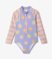 Girls Faded Suns Longsleeve Rashguard Swimsuit