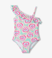 Glow Hearts Ruffle Trim Swimsuit