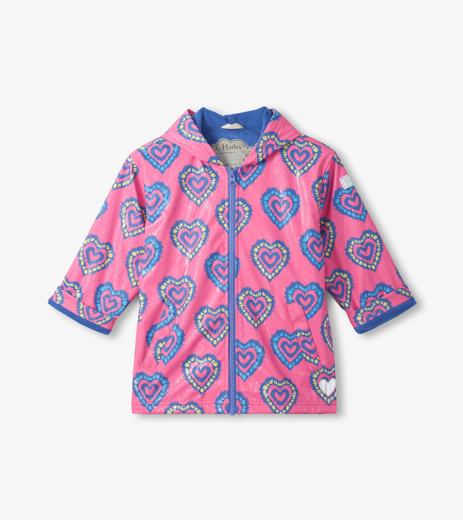 Zip Up Rain Jacket - Heart Burst Color Change