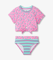 Girls Mini Vines Tie-Front Two-Piece Swimsuit