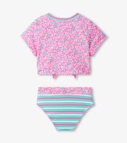 Girls Mini Vines Tie-Front Two-Piece Swimsuit