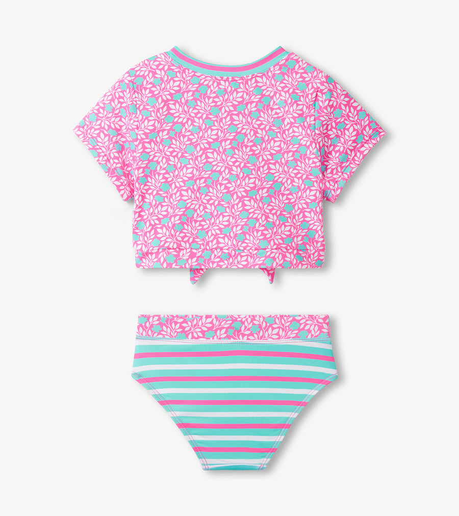 Girls Mini Vines Tie-Front Two-Piece Swimsuit